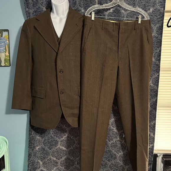 Hunter Haig Vintage men's 41 3 piece wool suit jacket 41r - Picture 1 of 14